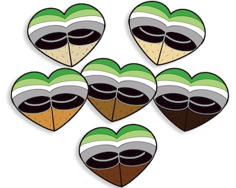 Aromantic Flag Heart Butt Briefs - Vibrant Color Vinyl Decal - Skin tones and Size Options available