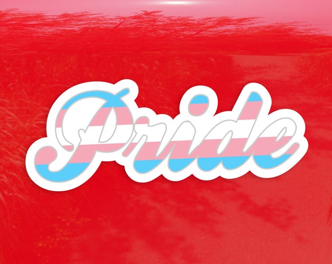 Pride Calligraphy Transgender Pride Flag - Vibrant Color Vinyl Decal Sticker