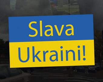 Slava Ukraini! Ukrainian Flag Window Cling – Vibrant Color Removable Decal for Cars, Homes, and Offices