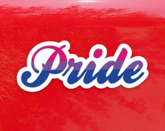 Pride Calligraphy Bisexual Pride Flag - Vibrant Color Vinyl Decal Sticker