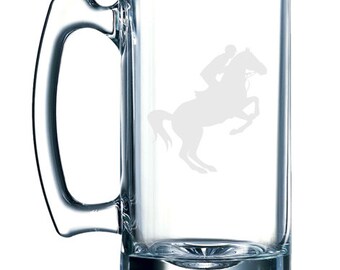Equestrian #3 - Horseback Riding Competition Vaulting -  26 oz glass mug stein