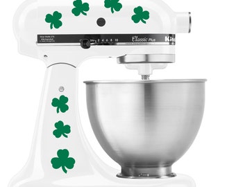 Three Leaf Clovers Pattern Shamrock Ireland Heritage - Vinyl Decal Set for Kitchen Mixers