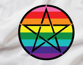 Upright Pentagram Classic Rainbow Pride Flag LGBTQ Flag - Iron-On Vinyl for Fabric, T-shirts and more!