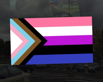 Genderfluid Progress Pride Flag LGBTQ POC Transgender Flag - Vibrant Color Vinyl Decal Sticker