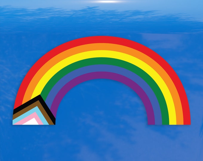 Rainbow Shape Progress Pride Flag LGBTQ POC Transgender Flag - Vibrant Color Vinyl Decal Sticker