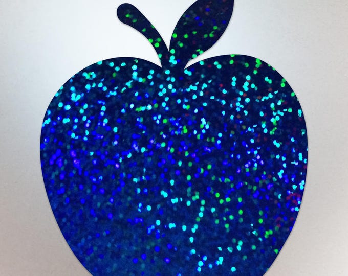 Blue Sparkle Glitter Apple Shaped Decal – Vinyl Sticker Compatible with MacBook Neo - Compatible with All Models