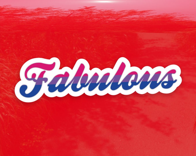 Fabulous Calligraphy Bisexual Pride Flag - Vibrant Color Vinyl Decal Sticker