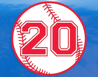 Custom Jersey Number Baseball Team Logo - Vibrant Color Vinyl Decal Sticker