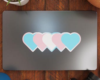 Progress Flag Hearts Vinyl Decal Sticker – Subtle Pride Gift for Cars, Laptops, Windows – Durable, Weatherproof, Easy to Apply