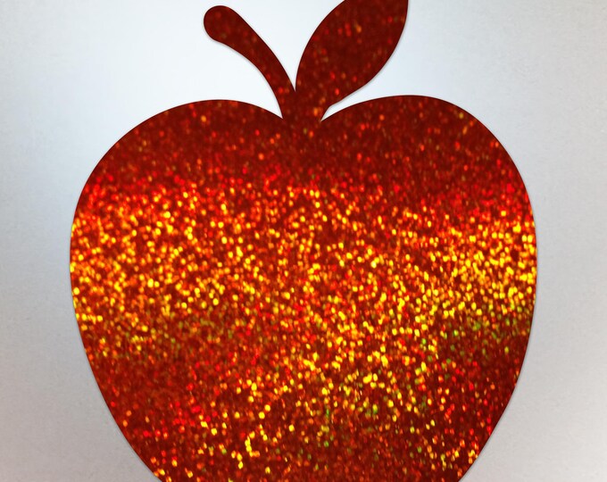 Orange Sparkle Glitter Apple Shaped Decal – Vinyl Sticker Compatible with MacBook Neo - Compatible with All Models