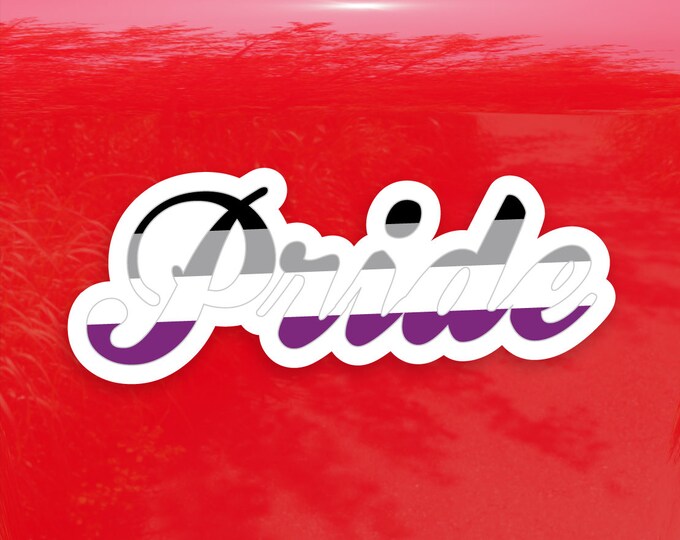 Pride Calligraphy Asexual Pride Flag - Vibrant Color Vinyl Decal Sticker