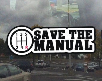 Save the Manual Window Cling – Light Color Manual Transmission Stick Shift Driver Static Cling for Windows, Glass Doors, and Mirrors