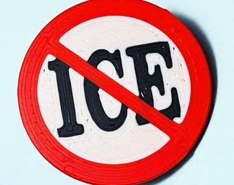 Anti ICE Pin - Circular 3D Printed Art Protest Pin - 1.25 inch