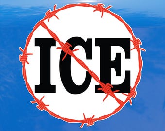 Anti ICE Barbed Wire Protest Decal – Vibrant Color Vinyl Sticker for Cars, Laptops, and Windows