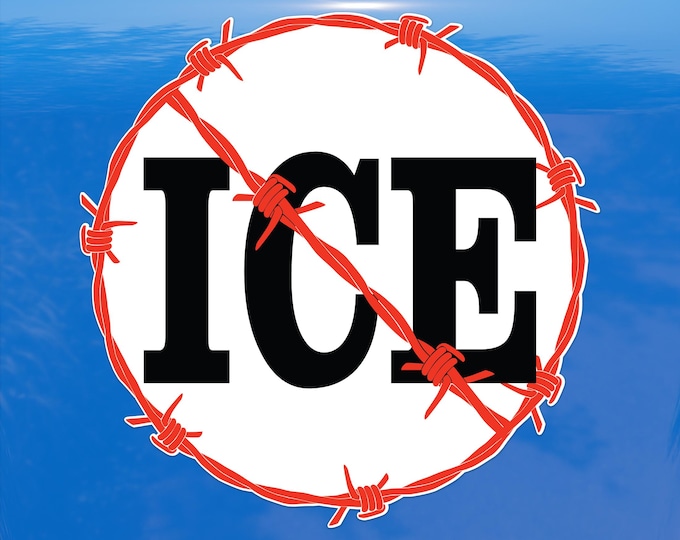 Anti ICE Barbed Wire Protest Decal – Vibrant Color Vinyl Sticker for Cars, Laptops, and Windows