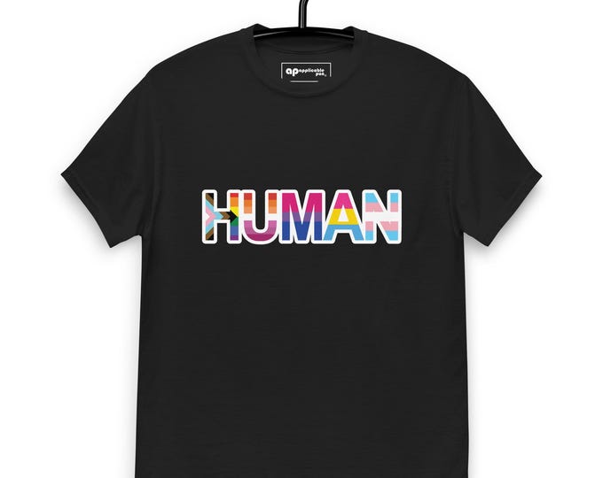 Human Progress LGBTQ+ Flags Rainbow Lesbian Bisexual Pansexual Transgender Asexual - Unisex classic T Shirt