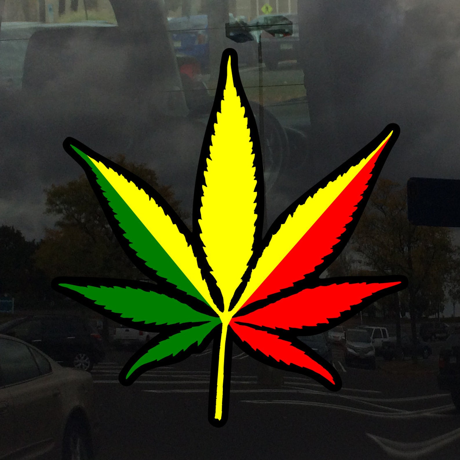Rastafarian Flag Pot Leaf - Vinyl Decal Sticker for Outdoor Use on Cars ...