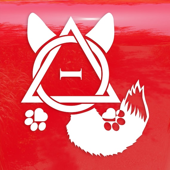 Therian Fox Ear Paw and Tail Symbol - Vibrant Color Vinyl Decal - Etsy