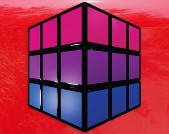 Bisexual Pride Flag Puzzle Cube Art - Vibrant Color Vinyl Decal Sticker