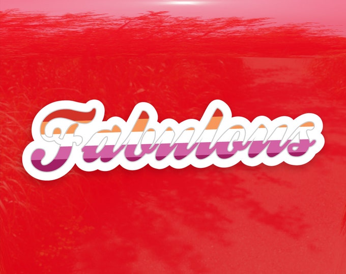 Fabulous Calligraphy 5 Stripe Lesbian Pride Flag - Vibrant Color Vinyl Decal Sticker