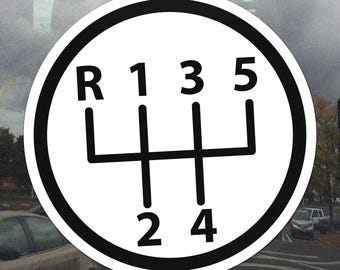 Euro 5-Speed Shift Pattern Window Cling – Light Color Manual Transmission Sport Style Stick Shift Static Cling for Windows, Glass, Mirrors