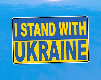 I Stand with Ukraine Flag - Ukraine Support - Vinyl Sticker for Cars, Laptops, and Windows