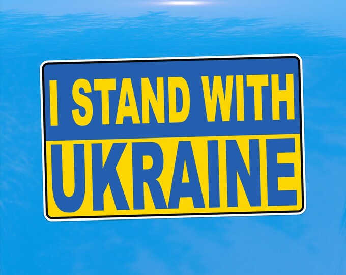 I Stand with Ukraine Flag - Ukraine Support - Vinyl Sticker for Cars, Laptops, and Windows