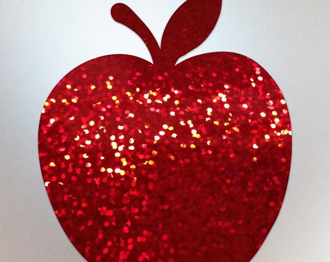 Red Sparkle Glitter Apple Shaped Decal – Vinyl Sticker Compatible with MacBook Neo - Compatible with All Models