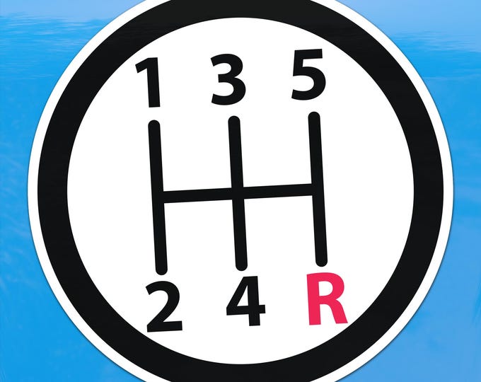 5-Speed Shift Pattern Sticker – Light Color Manual Transmission Stick Shift Vinyl Decal for Cars, Laptops, and Windows