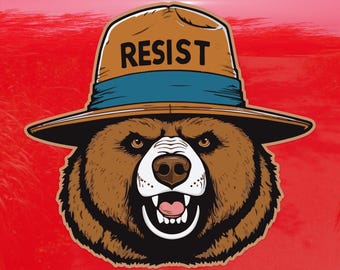 Only You Can Resist Oppression – Angry Bear Protest Decal – Activism Vinyl Sticker for Cars, Laptops, and Windows