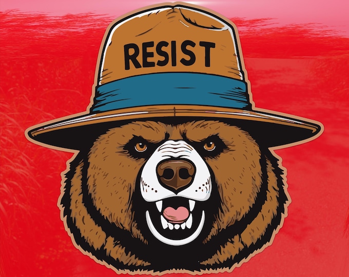 Only You Can Resist Oppression – Angry Bear Protest Decal – Activism Vinyl Sticker for Cars, Laptops, and Windows