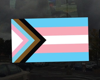 Transgender Progress Pride Flag LGBTQ POC Transgender Flag - Vibrant Color Vinyl Decal Sticker