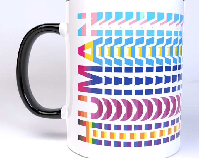 Human LGBTQ+ Inclusive LGBTQ+ Pride Flag Coffee Mug – 11oz Ceramic Wraparound Art Teacup