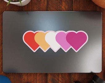 Lesbian Flag Hearts Vinyl Decal Sticker – Subtle Pride Gift for Cars, Laptops, Windows – Durable, Weatherproof, Easy to Apply