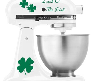 Luck of the Irish Four Leaf Clover Ireland Heritage - Vinyl Decal Set for Kitchen Mixers