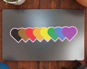Inclusive Rainbow Flag Hearts Vinyl Decal Sticker - Subtle Pride Gift for Cars, Laptops, Windows - Durable, Weatherproof, Easy to Apply