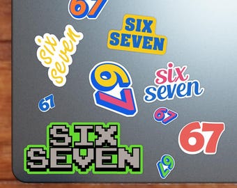 Six Seven Meme Sticker Sheet  - Vibrant Color Vinyl Stickers for Laptops, Water Bottles, and Journals – Funny Trendy Internet Party Favors