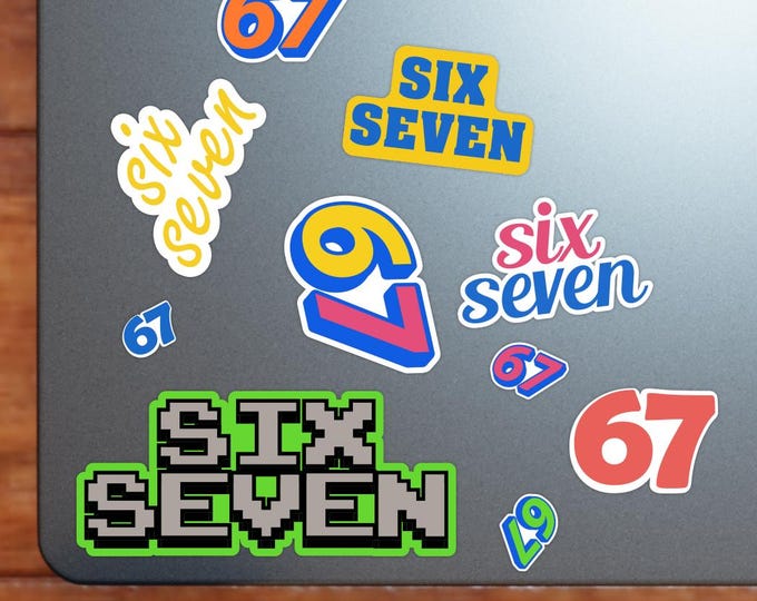 Six Seven Meme Sticker Sheet  - Vibrant Color Vinyl Stickers for Laptops, Water Bottles, and Journals – Funny Trendy Internet Party Favors