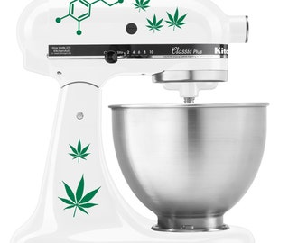 Dopamine Marijuana Pot Leaf for your Edible Hobby Get Baked and Bake - Vinyl Decal Set for Kitchen Mixers