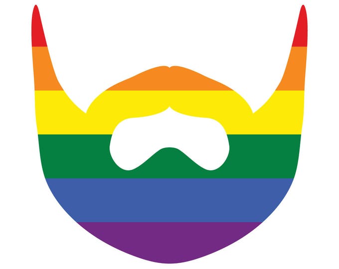 Pride Flag Colored Beard - Vibrant Color Vinyl Decal Sticker