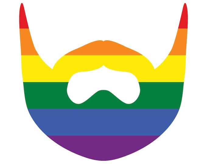 Pride Flag Colored Beard - Vibrant Color Vinyl Decal Sticker
