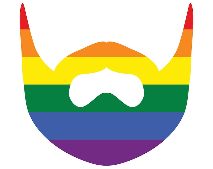 Pride Flag Colored Beard - Vibrant Color Vinyl Decal Sticker