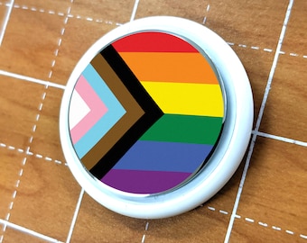 Skin for Airtag Progress Pride Flag LGBTQ POC Transgender Flag - Vibrant Color Vinyl Decals