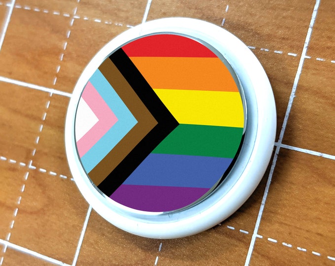 Skin for Airtag Progress Pride Flag LGBTQ POC Transgender Flag - Vibrant Color Vinyl Decals
