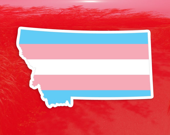 Montana State State Shape Transgender Pride Flag LGBTQ - Vibrant Color Vinyl Decal Sticker