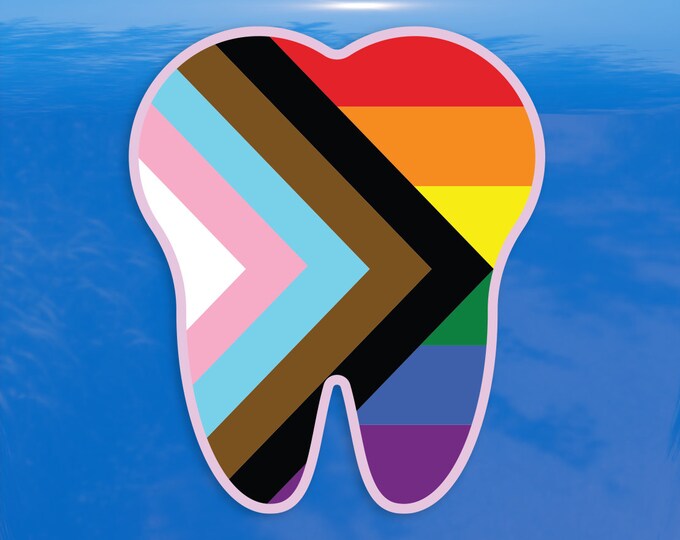 Tooth Shaped Progress Pride Flag LGBTQ POC Transgender Flag - Vibrant Color Vinyl Decal Sticker