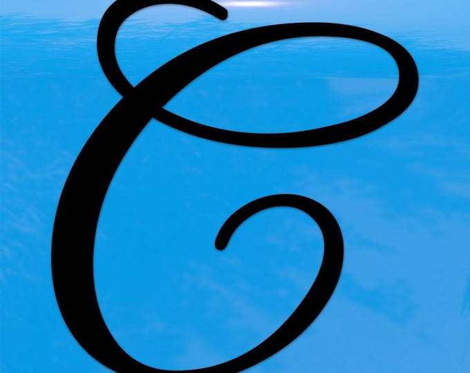 Script Letter C Initial Sticker – Elegant Cursive Monogram Vinyl Decal for Cars and Windows