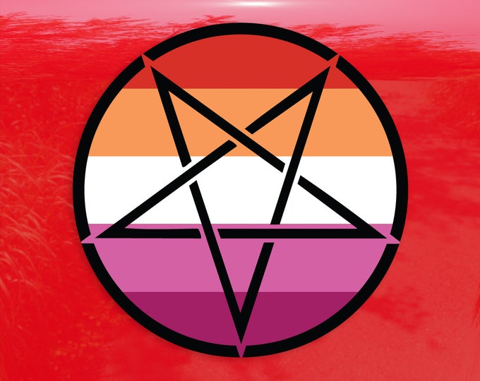 Inverted Pentagram Lesbian Pride Flag LGBTQ Flag - Vibrant Color Vinyl Decal Sticker
