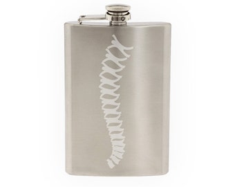 Spine Alignment Shape - Happy People Celebrate Silhouette - Etched 8 Oz Stainless Steel Flask