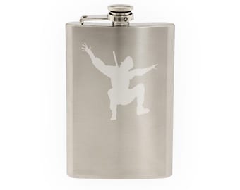 Ninja Samurai #7 - Assassin Katana Duel Sneak Swing- Etched 8 Oz Stainless Steel Flask